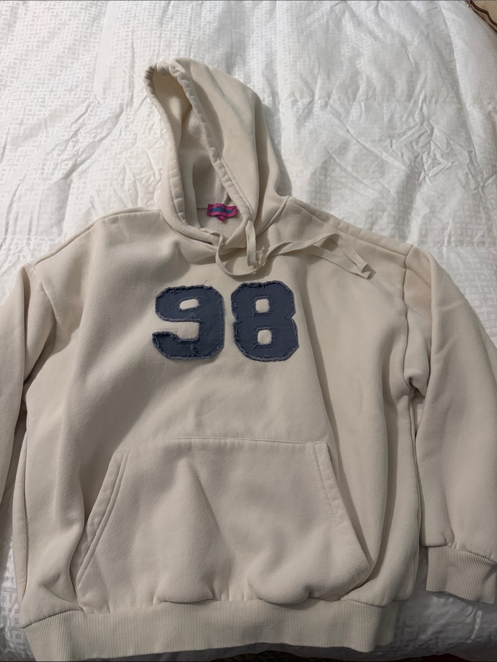 Women’s Cream Hooded Sweatshirt with Navy '98' Appliqué